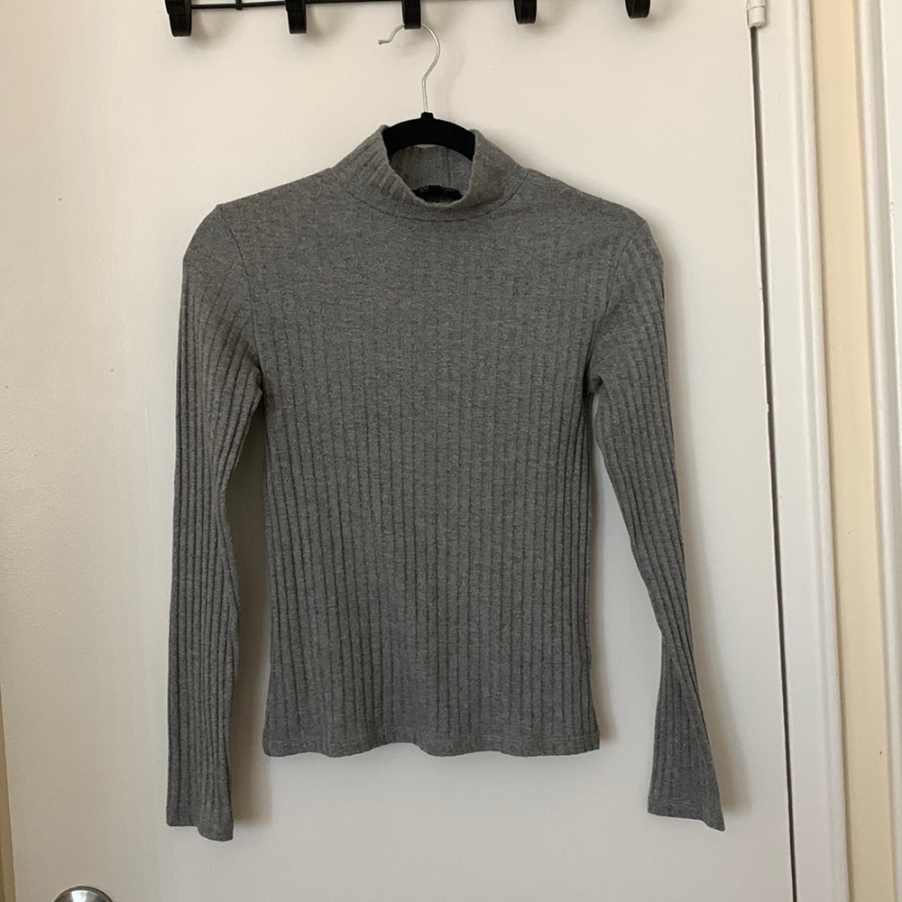 Topshop Grey Ribbed Turtleneck